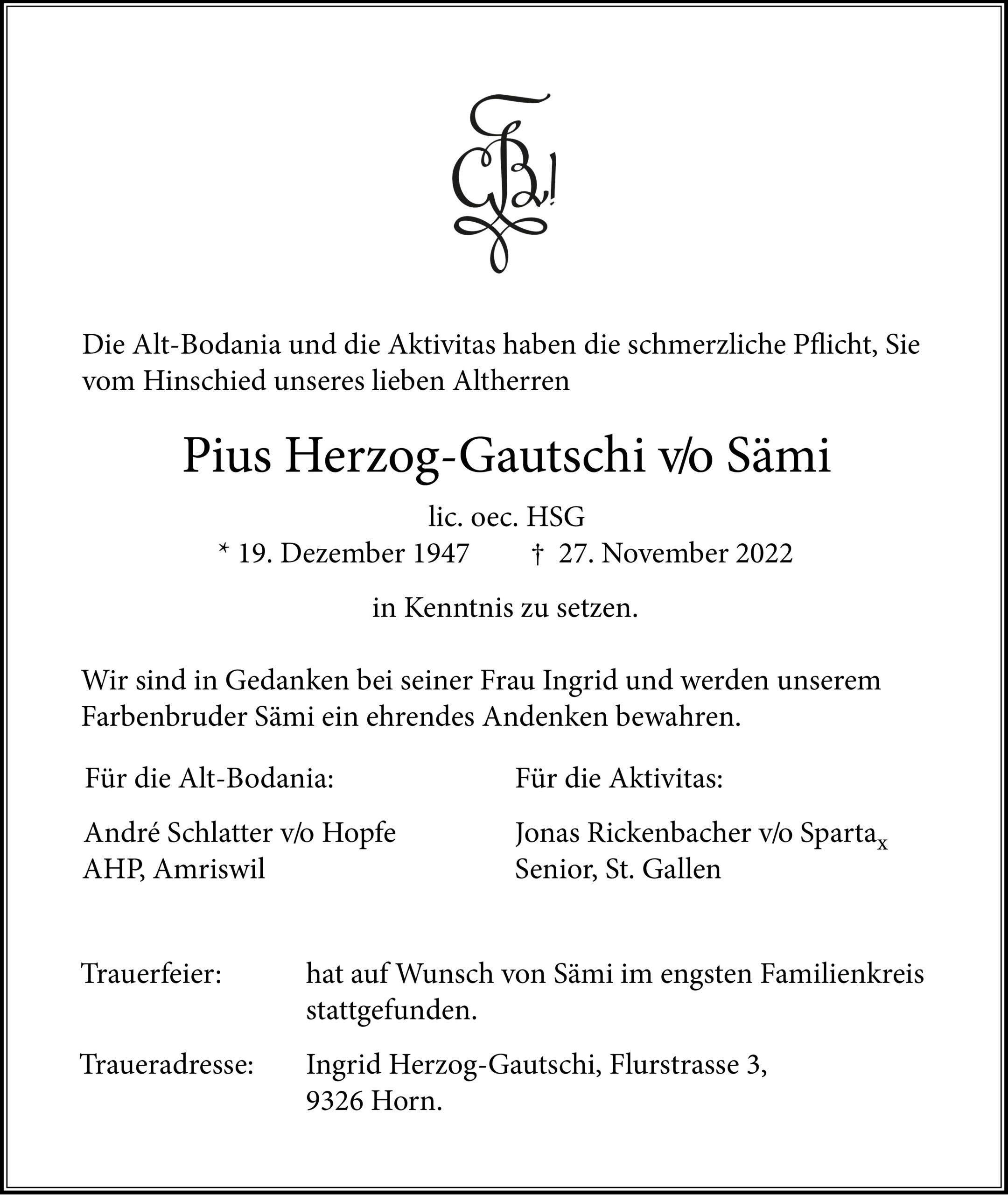 Pius Herzog v/o Sämi †